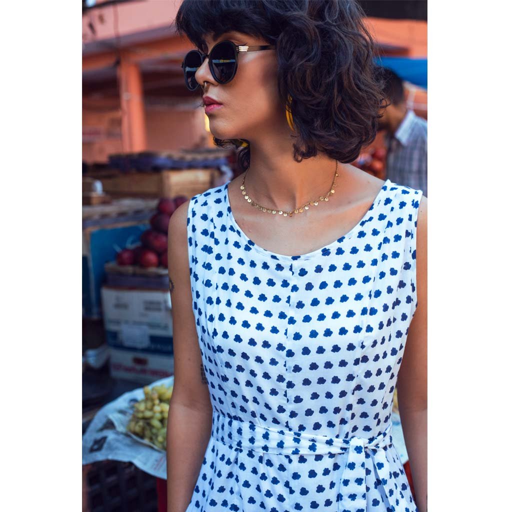 INDIGO SPLOTCH JUMPSUIT (Jumpsuit-White & Indigo) - Tokree Shop Jaipur