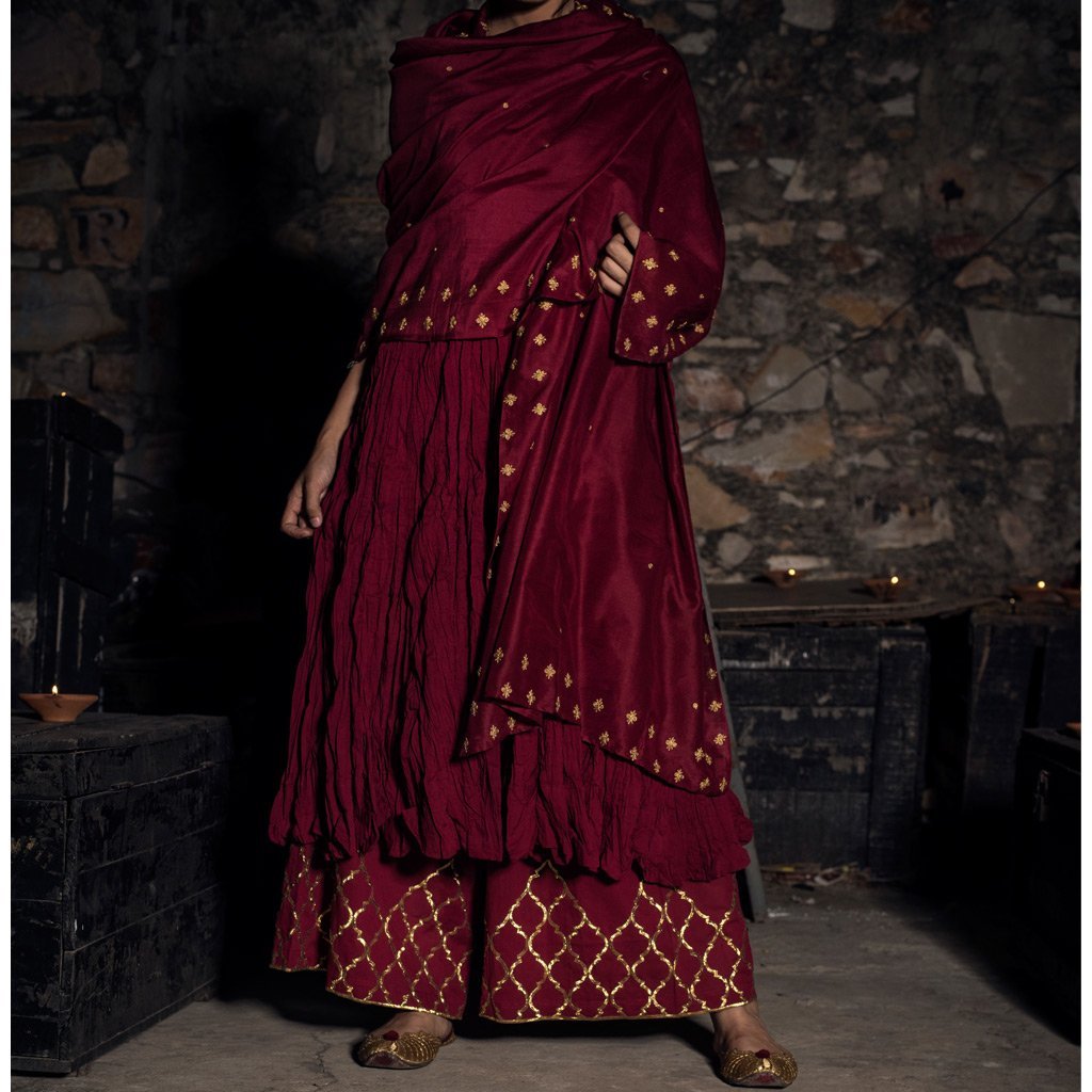 KALPANA (Dupatta-Maroon) - Tokree Shop Jaipur