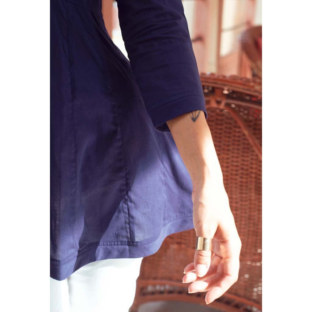 INDIGO RAJASTHANI NECKLINE BLOUSE (Shirt-Indigo) - Tokree Shop Jaipur