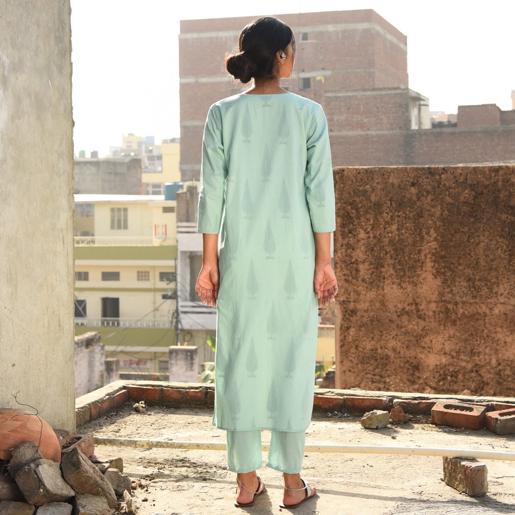 VINEETA (Kurta/Dress-Sea Green) - Tokree Shop Jaipur