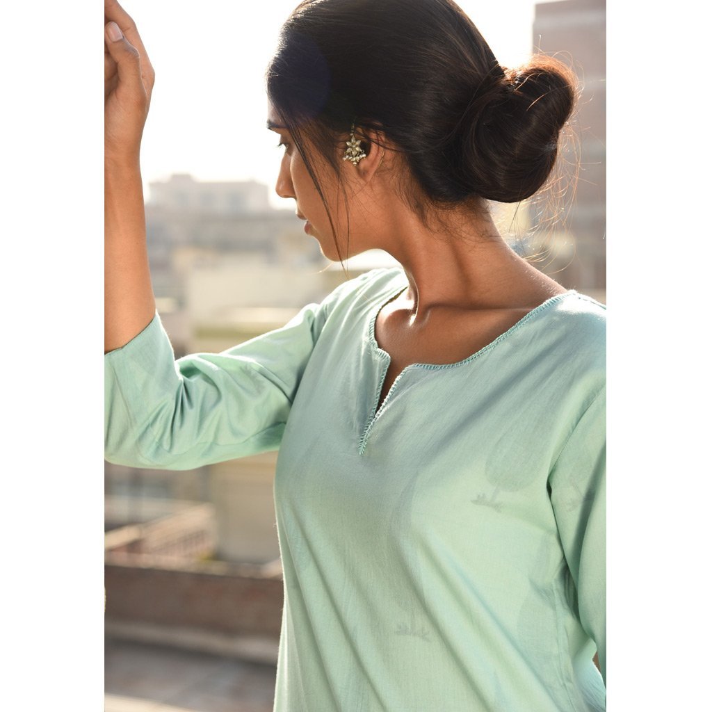 VINEETA (Kurta/Dress-Sea Green) - Tokree Shop Jaipur