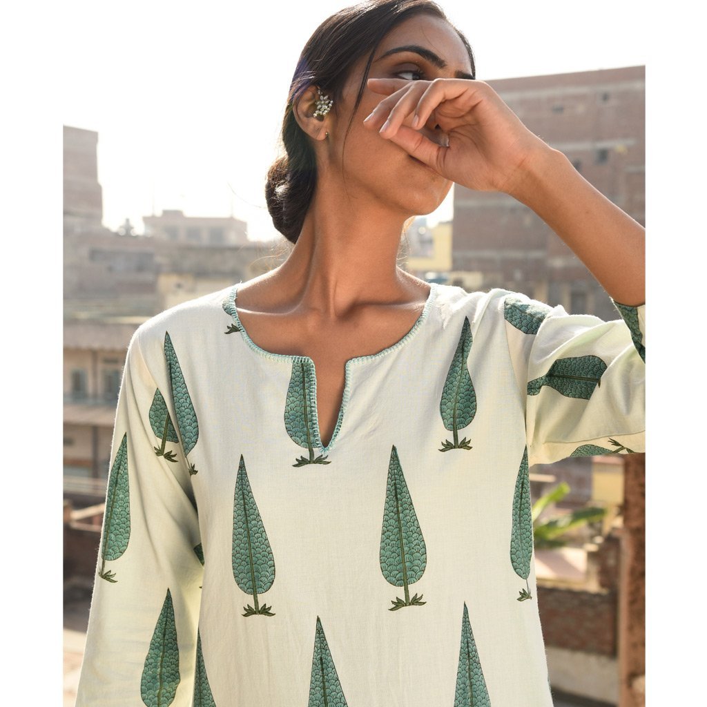 VINEETA (Kurta/Dress-Sea Green) - Tokree Shop Jaipur