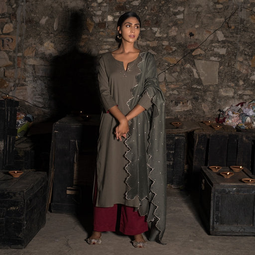 AARA (Dupatta-Dark Grey) - Tokree Shop Jaipur