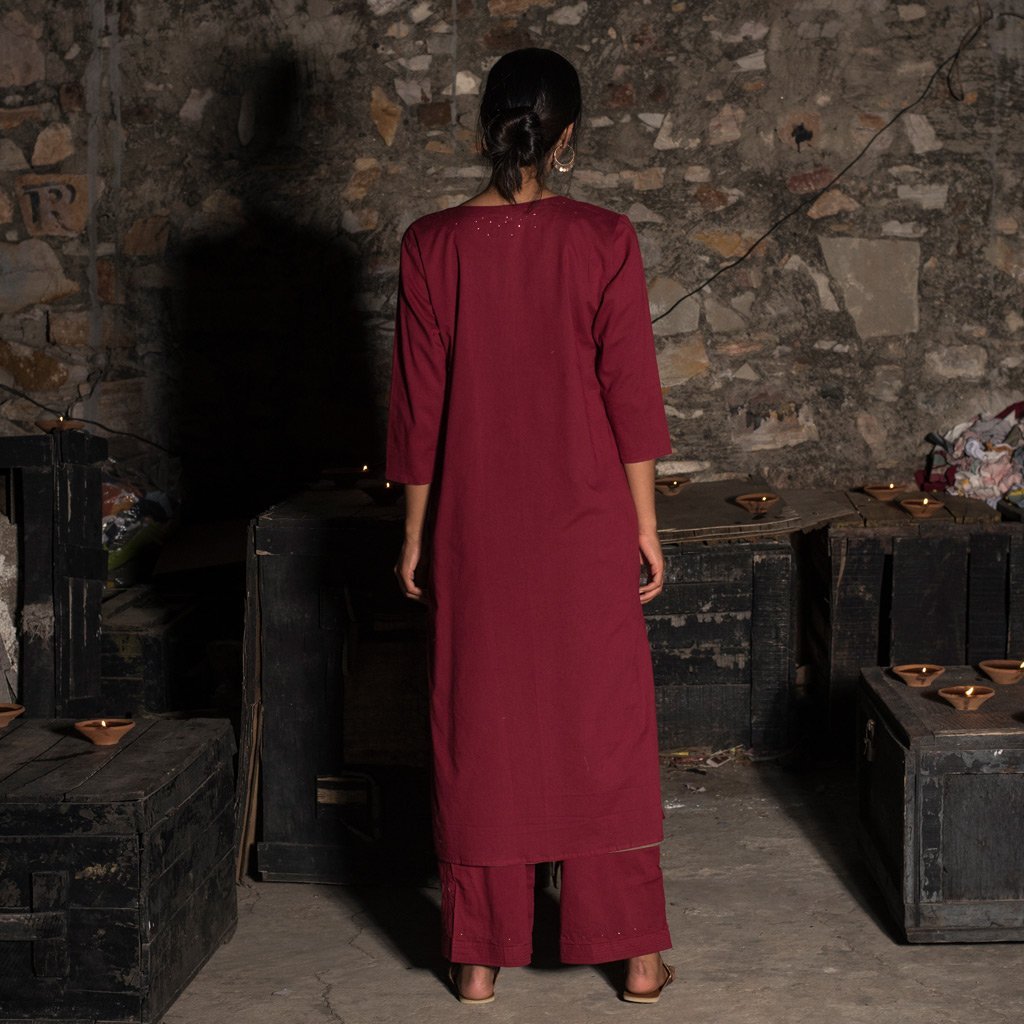 ABISH (Kurta/Dress-Maroon/Grey) - Tokree Shop Jaipur