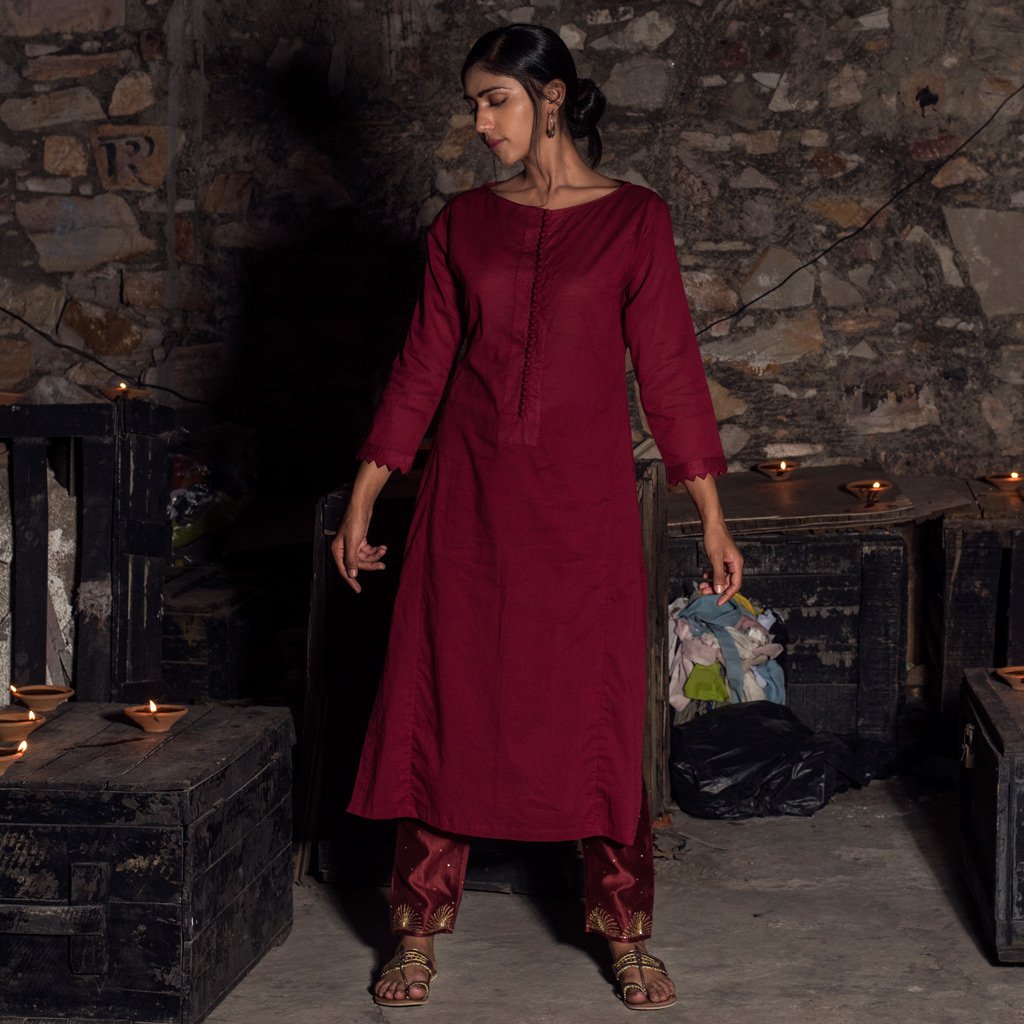 SEEMA (Kurta/Dress-Maroon) - Tokree Shop Jaipur