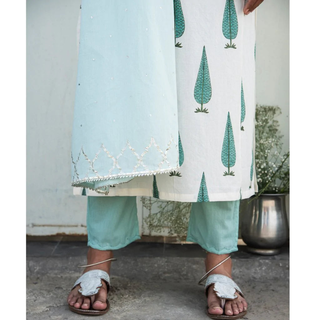 VIBHUTI (Kurta/Dress-Aqua) - Tokree Shop Jaipur