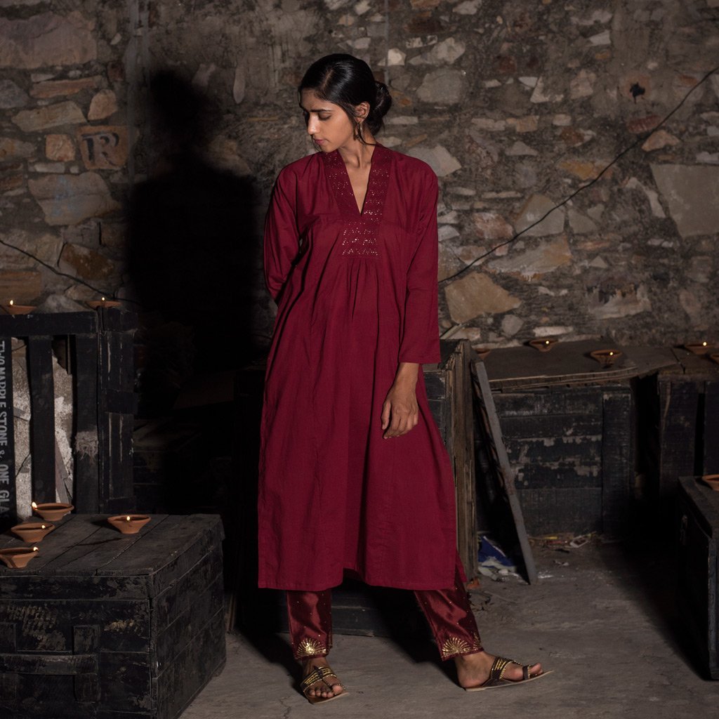 AASHI (Kurta-Maroon) - Tokree Shop Jaipur