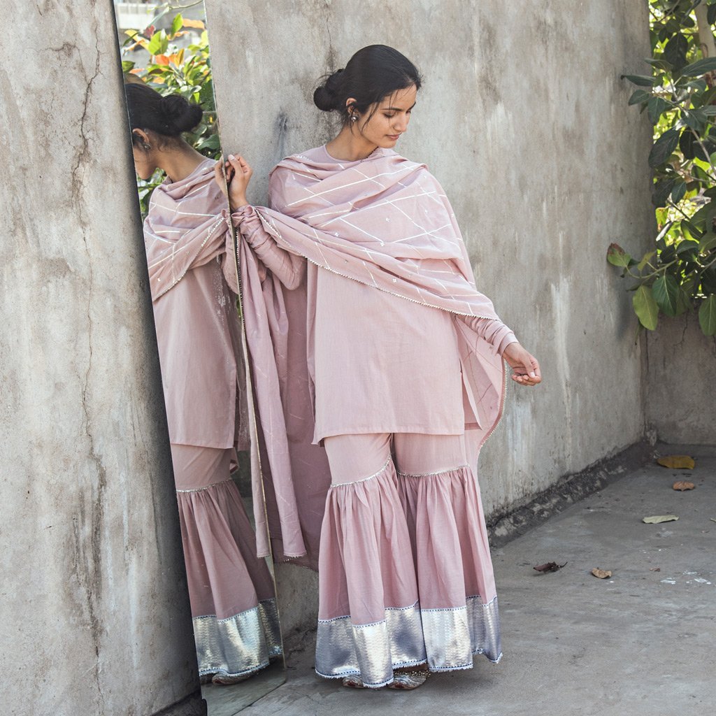 AFSANA (Sharara-Old Rose) - Tokree Shop Jaipur