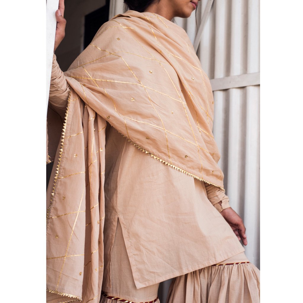 AFRA (Sharara-Beige) - Tokree Shop Jaipur