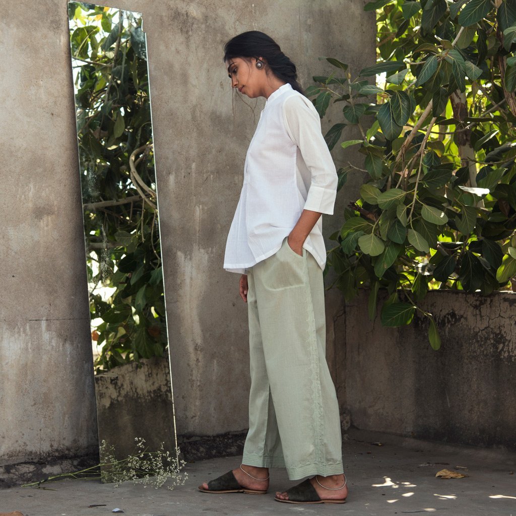 DEVAHUTI (Pant/Pajama-Sage Green) - Tokree Shop Jaipur