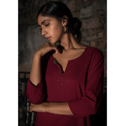 ABISH (Kurta/Dress-Maroon/Grey) - Tokree Shop Jaipur