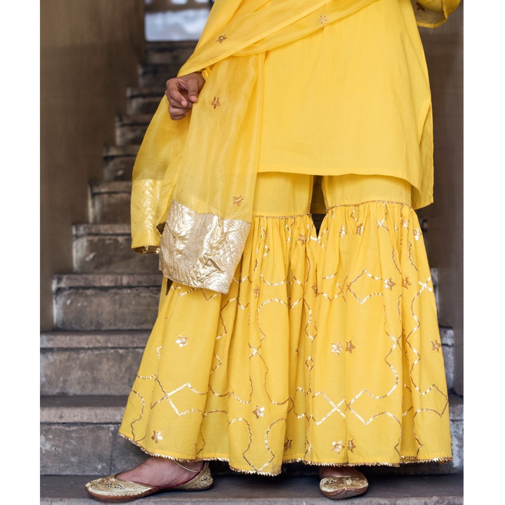 AMEERA (Sharara-Yellow) - Tokree Shop Jaipur