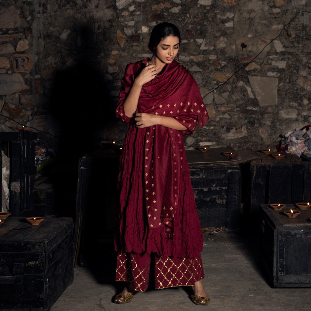 KALPANA (Dupatta-Maroon) - Tokree Shop Jaipur