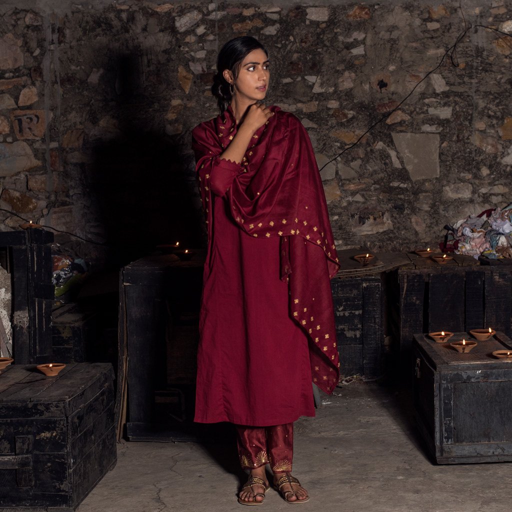 SEEMA (Kurta/Dress-Maroon) - Tokree Shop Jaipur