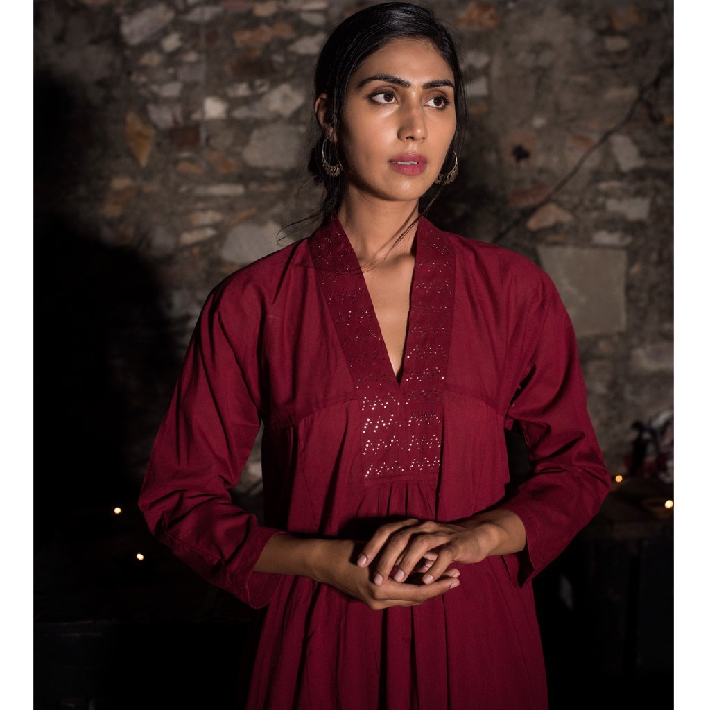 AASHI (Kurta-Maroon) - Tokree Shop Jaipur