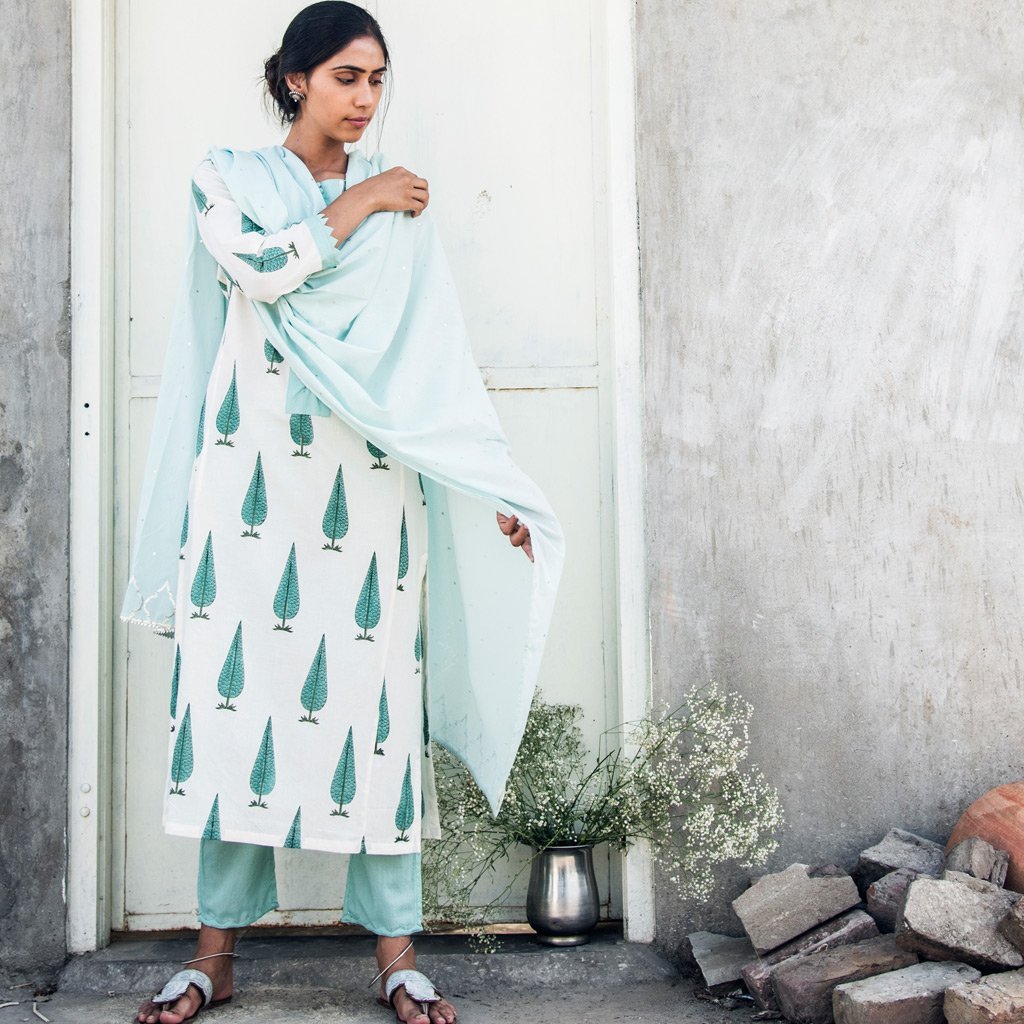 VIBHUTI (Kurta/Dress-Aqua) - Tokree Shop Jaipur