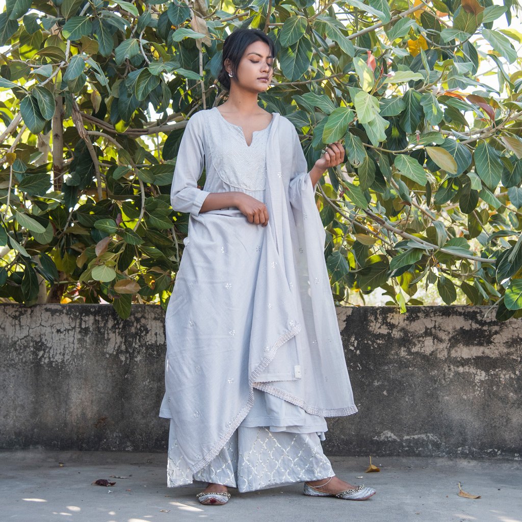 AMBA (Dupatta-Grey) - Tokree Shop Jaipur