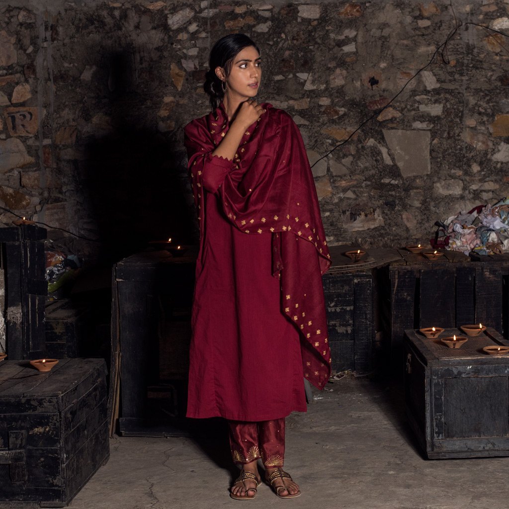 KALPANA (Dupatta-Maroon) - Tokree Shop Jaipur