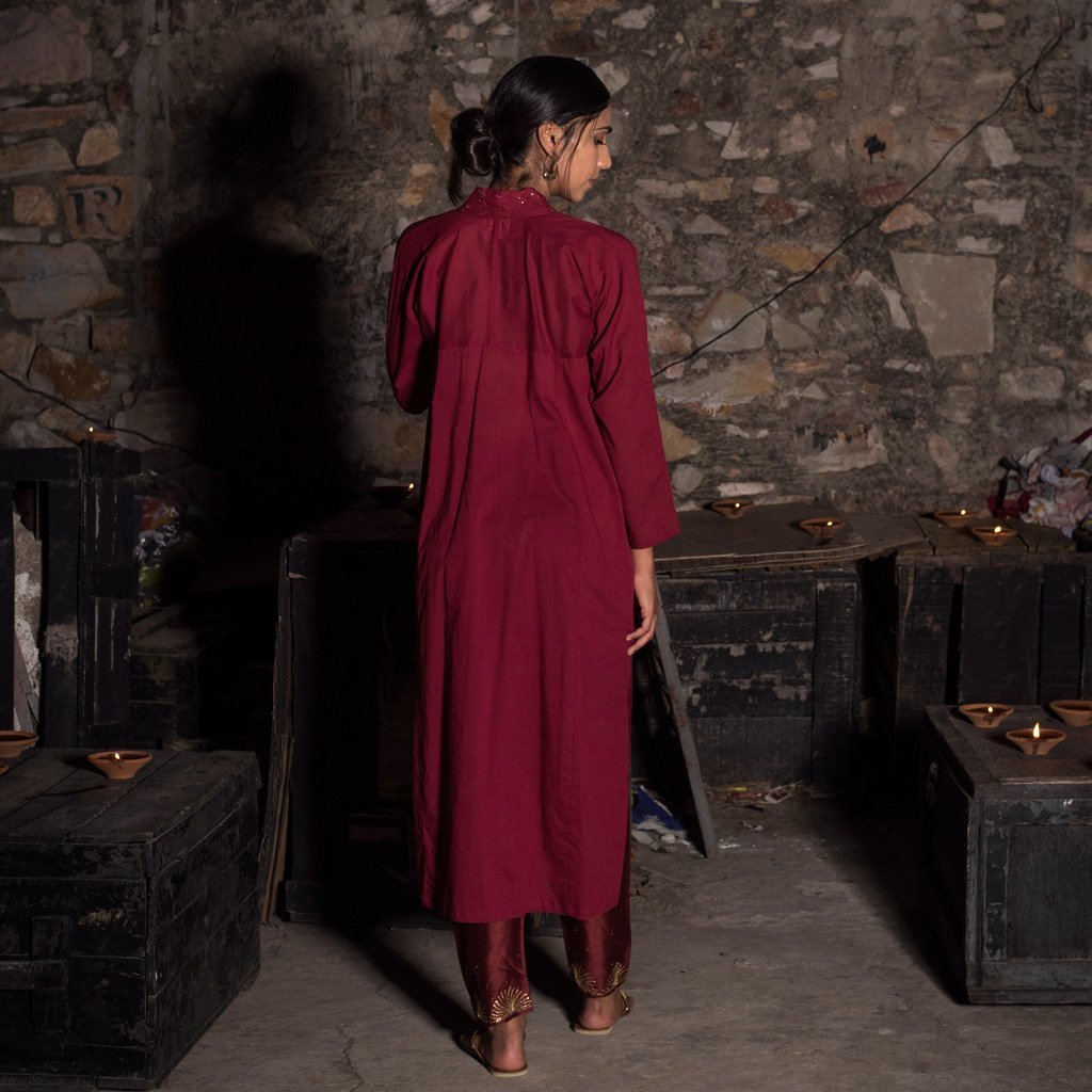 AASHI (Kurta-Maroon) - Tokree Shop Jaipur