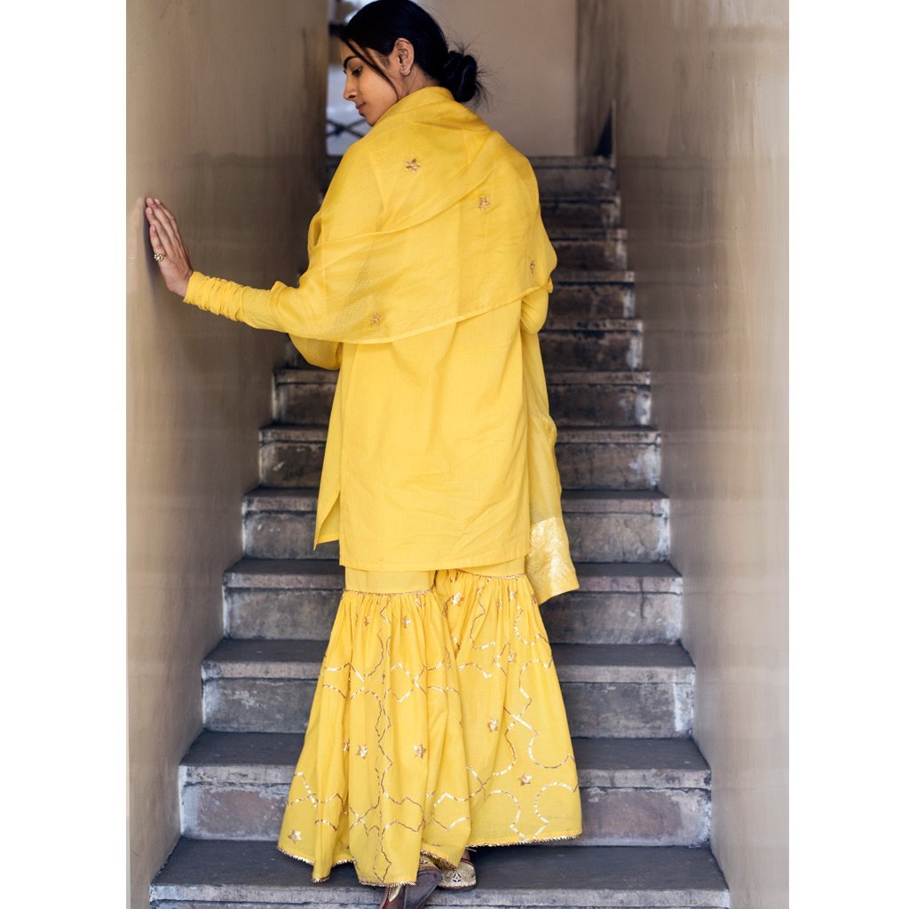 AMEERA (Sharara-Yellow) - Tokree Shop Jaipur