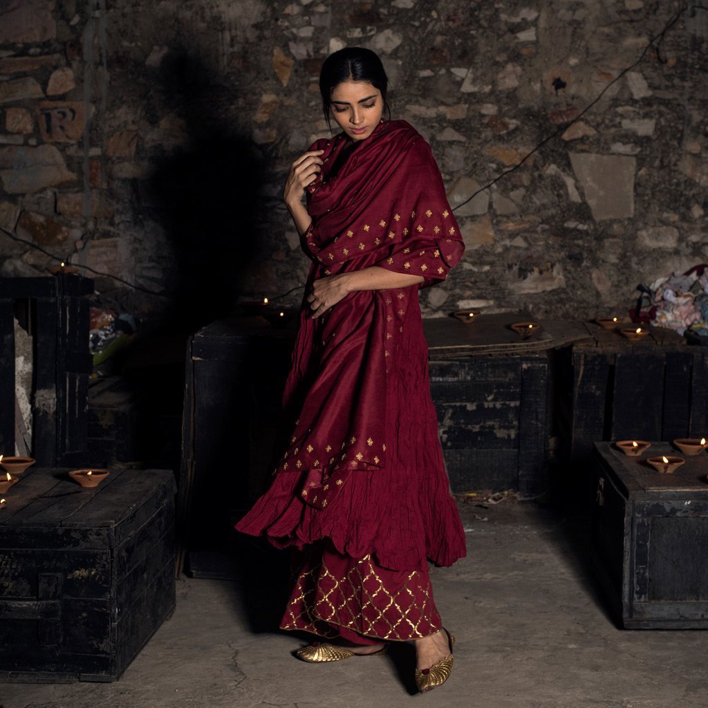 HARITA (Kurta/Dress-Maroon) - Tokree Shop Jaipur