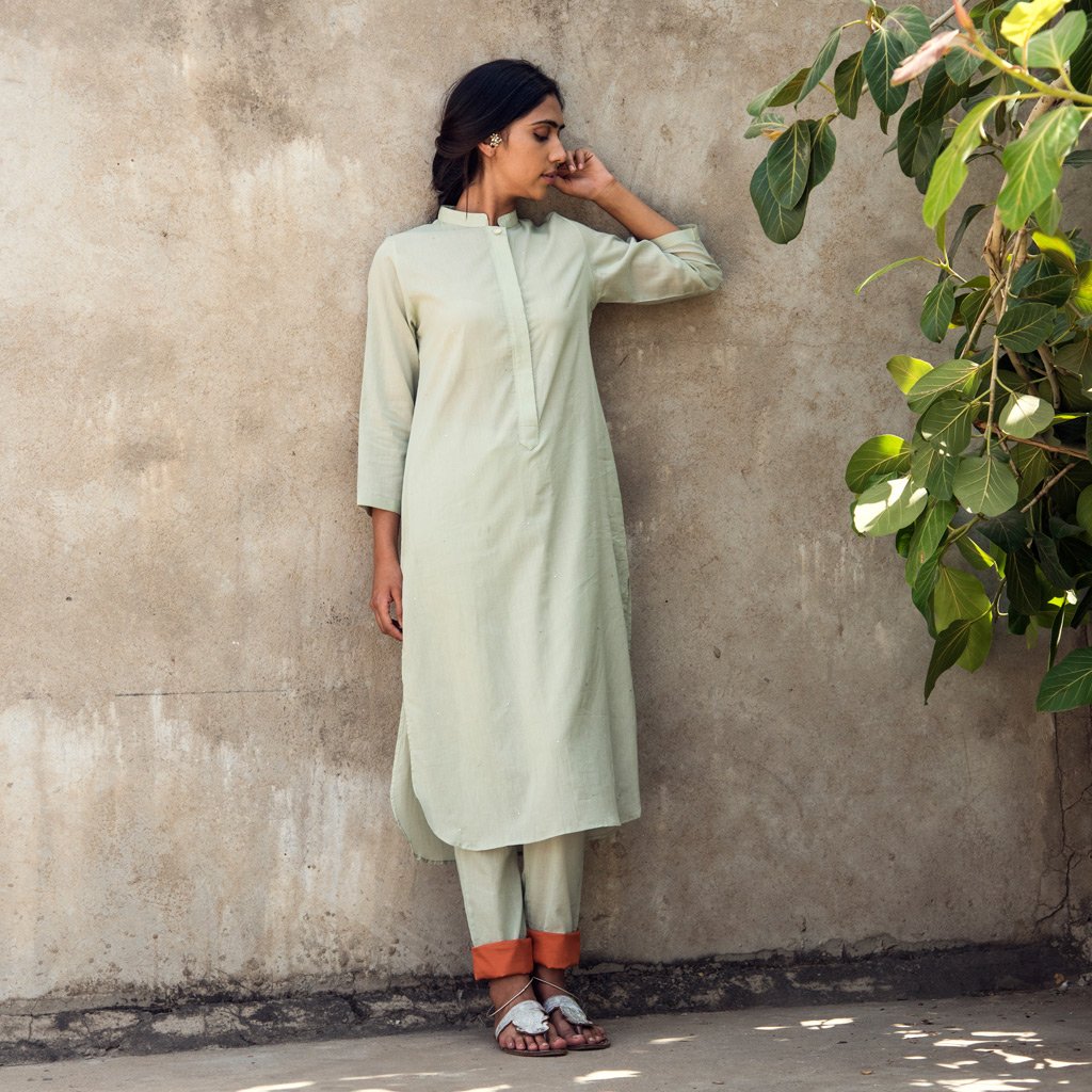 JAVED KAIR (Kurta/Dress-Sage Green) - Tokree Shop Jaipur