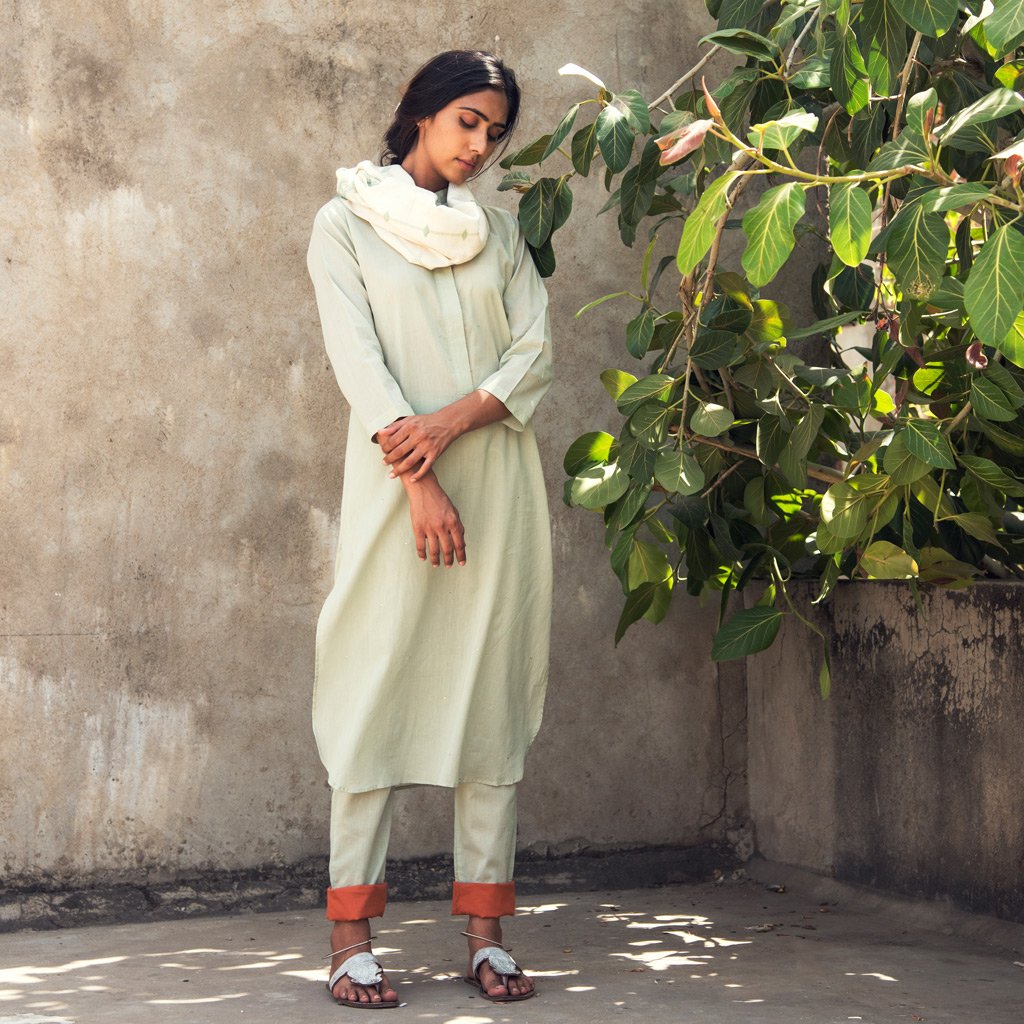 JAVED KAIR (Kurta/Dress-Sage Green) - Tokree Shop Jaipur