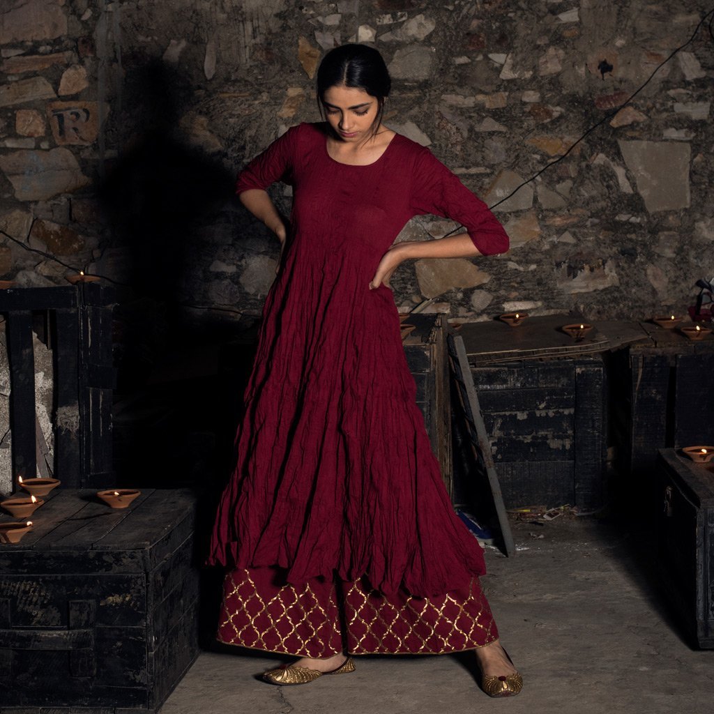 HARITA (Kurta/Dress-Maroon) - Tokree Shop Jaipur