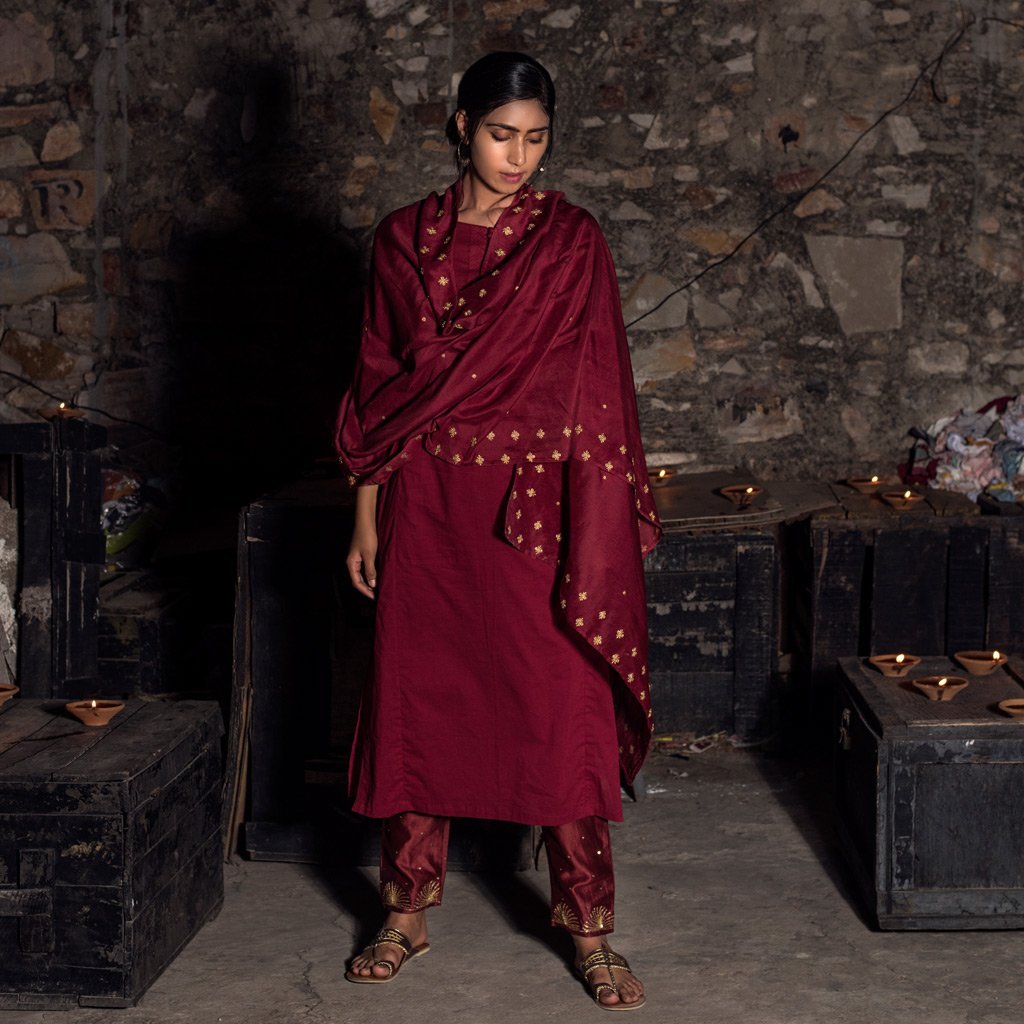 KALPANA (Dupatta-Maroon) - Tokree Shop Jaipur