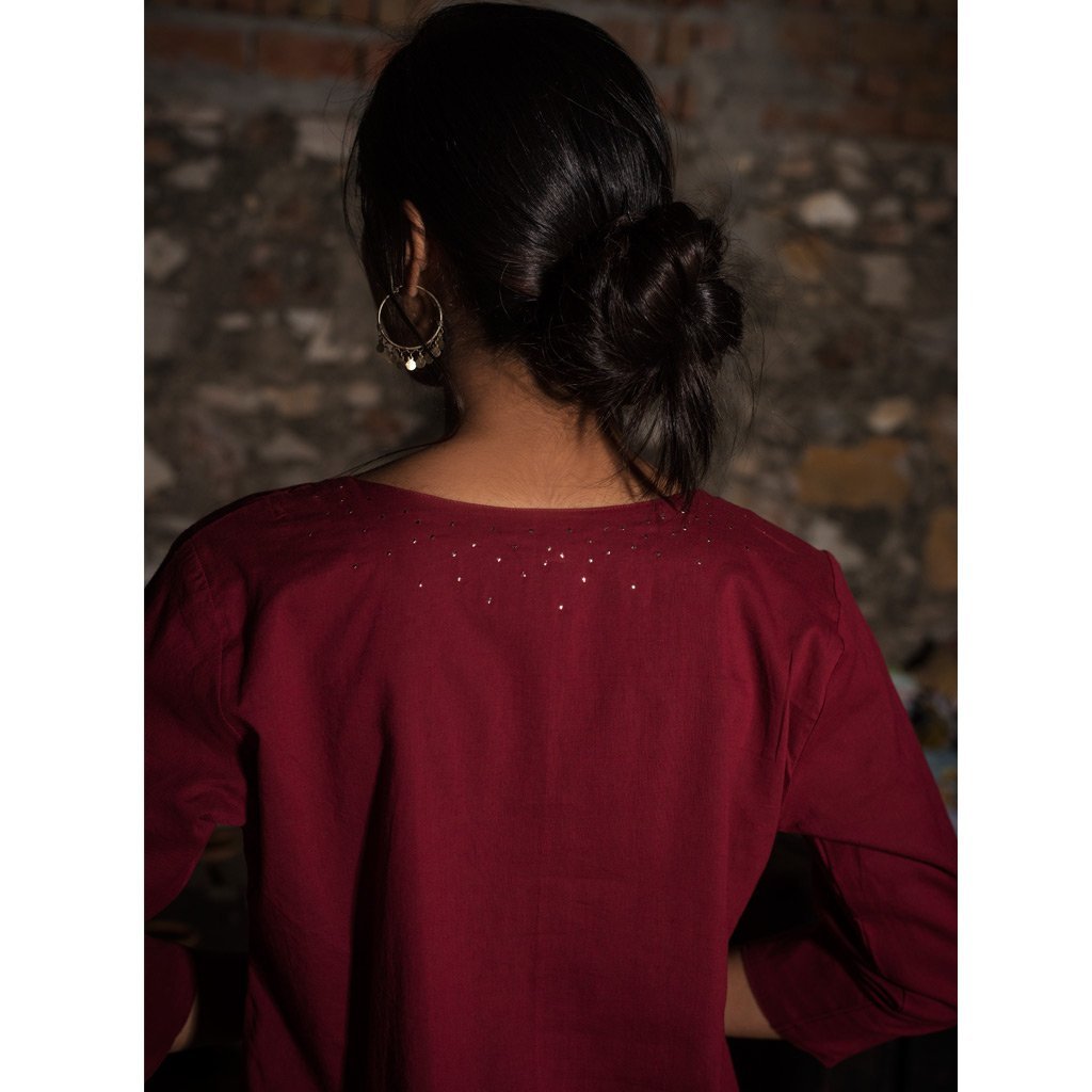 ABISH (Kurta/Dress-Maroon/Grey) - Tokree Shop Jaipur