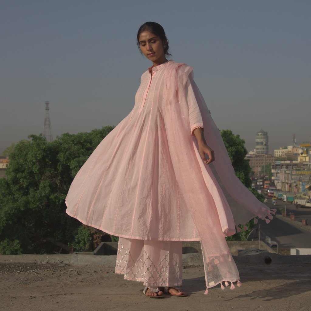 BODHI (Kurta/Dress-Powder Pink) - Tokree Shop Jaipur