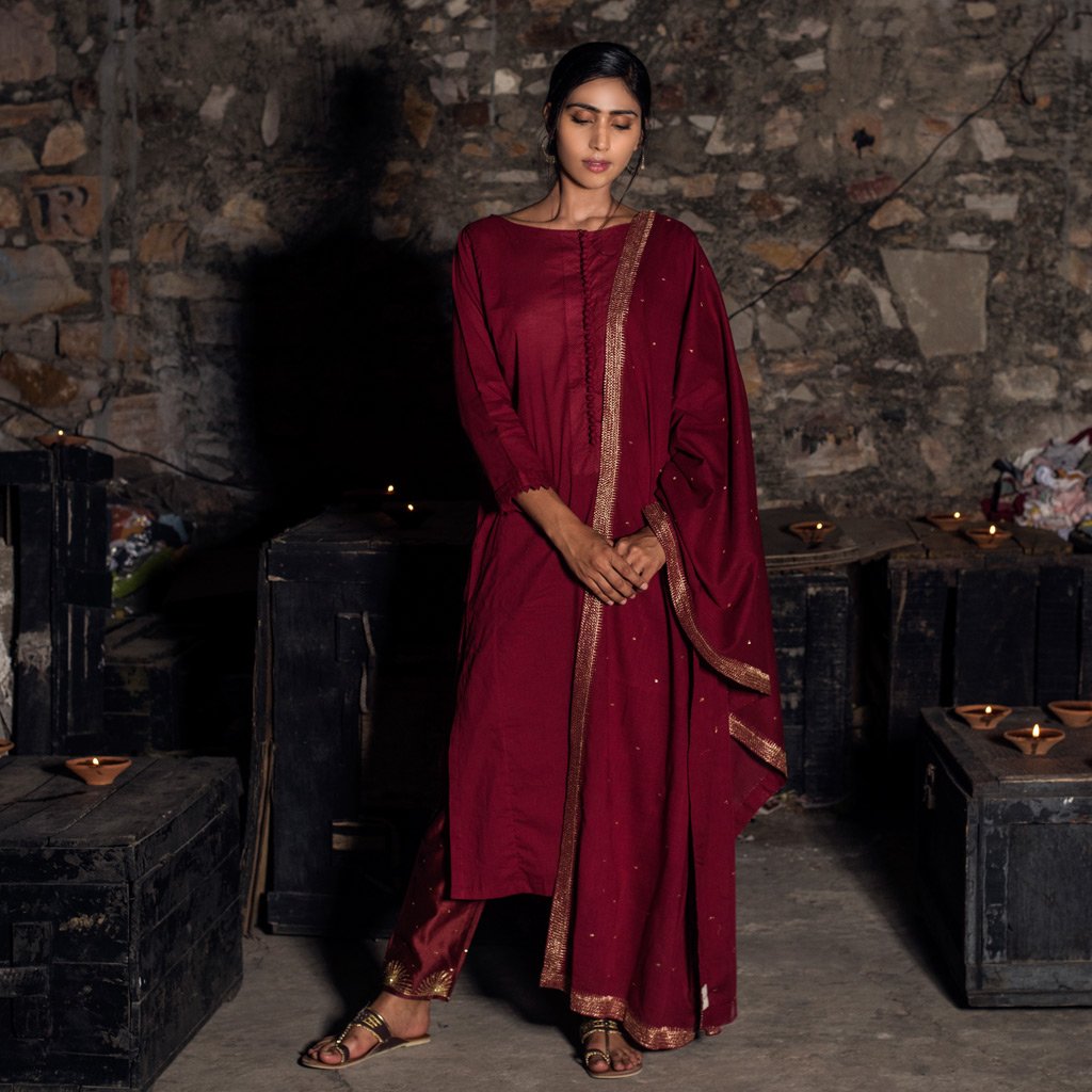 SEEMA (Kurta/Dress-Maroon) - Tokree Shop Jaipur