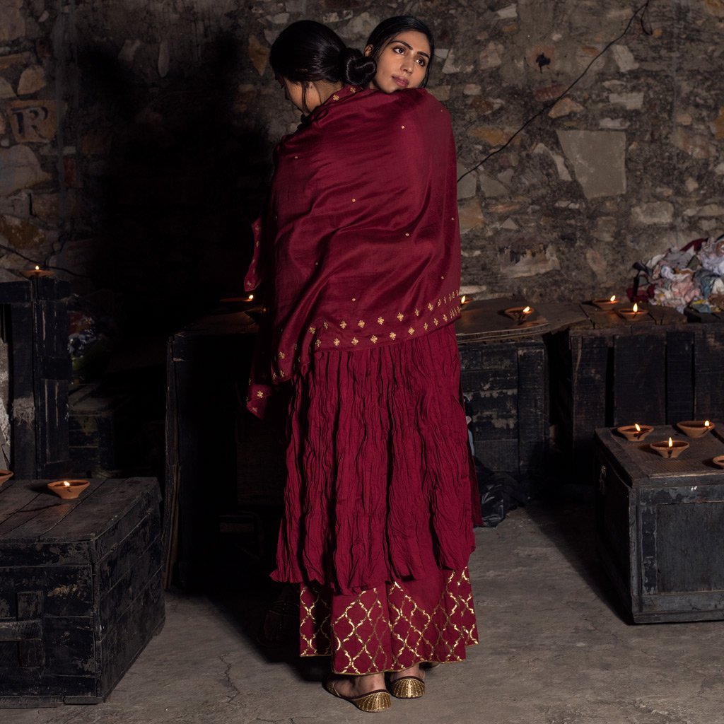 KALPANA (Dupatta-Maroon) - Tokree Shop Jaipur