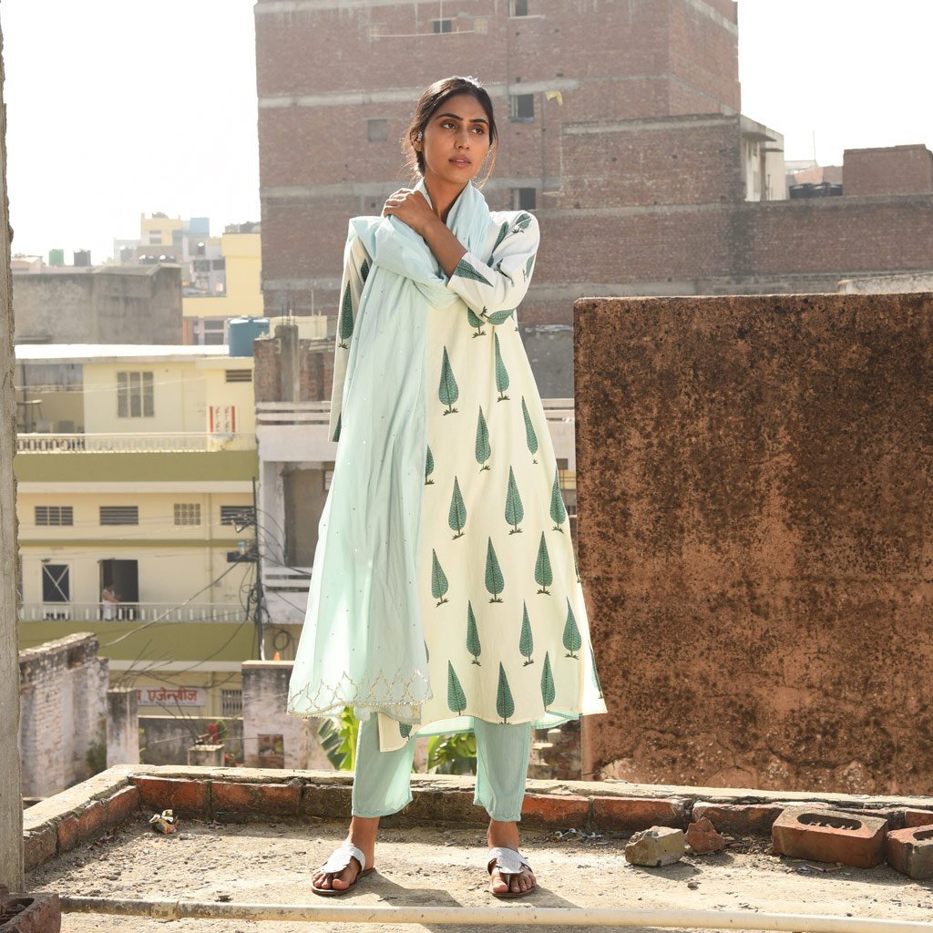 VINEETA (Kurta/Dress-Sea Green) - Tokree Shop Jaipur