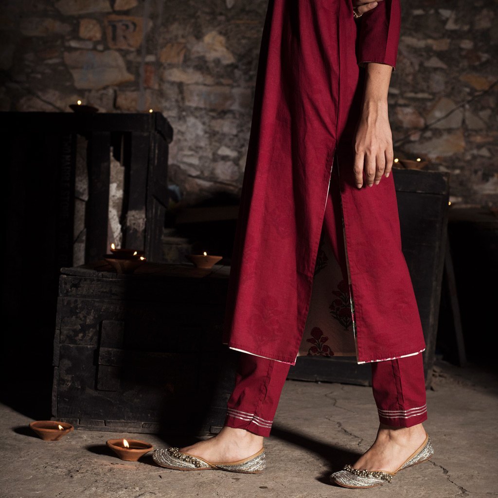 BEENU (Pant/Pajama-Maroon) - Tokree Shop Jaipur