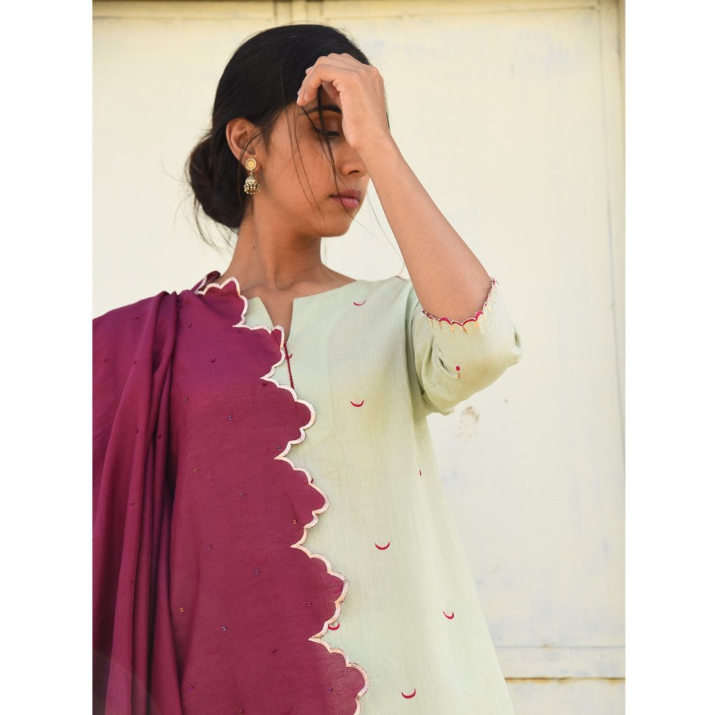 CHAAND SET (Kurta/Pant-Pista Green) - Tokree Shop Jaipur