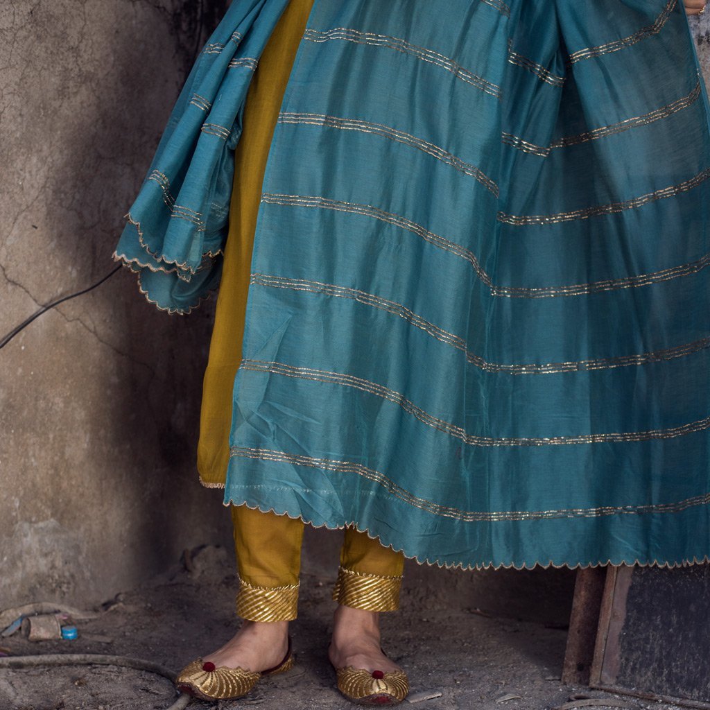 BHAKTI (Dupatta-Teal) - Tokree Shop Jaipur