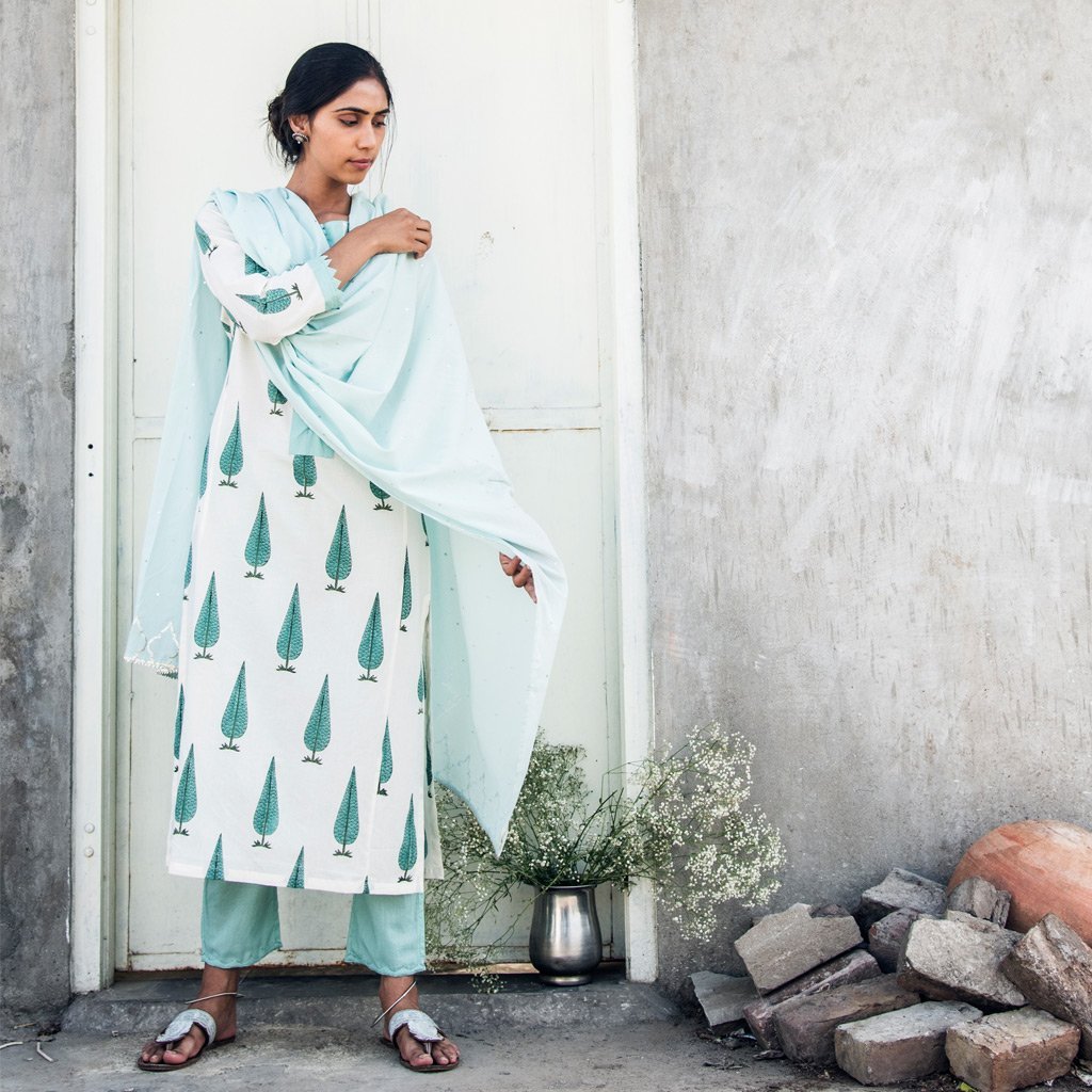 ASHA (Pant/Pajama-Aqua) - Tokree Shop Jaipur