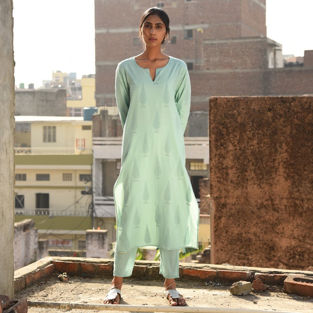 VINEETA (Kurta/Dress-Sea Green) - Tokree Shop Jaipur