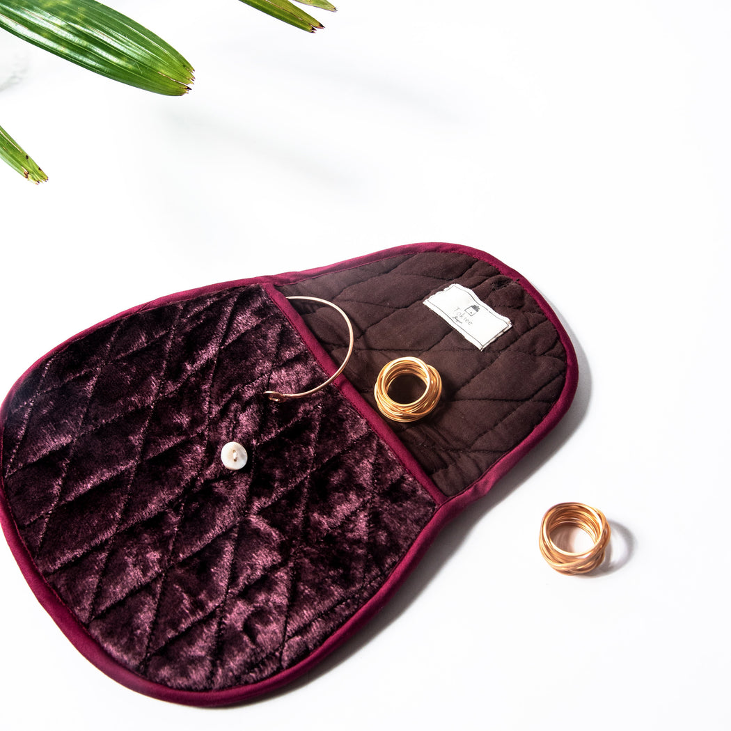 Maroon Velvet Pouch - Tokree Shop Jaipur