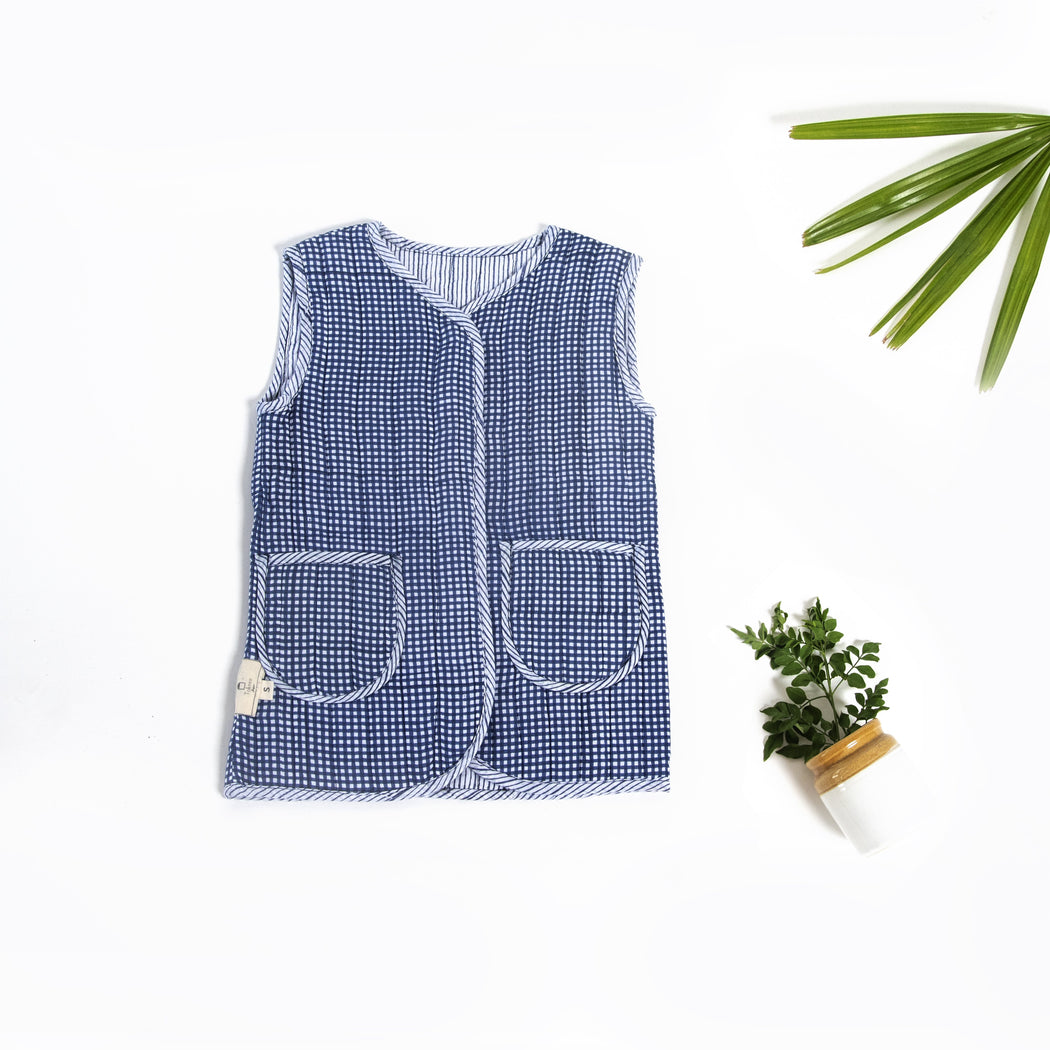 Peter Sleeveless Jacket(reversible) -KIDS (UNISEX) - Tokree Shop Jaipur