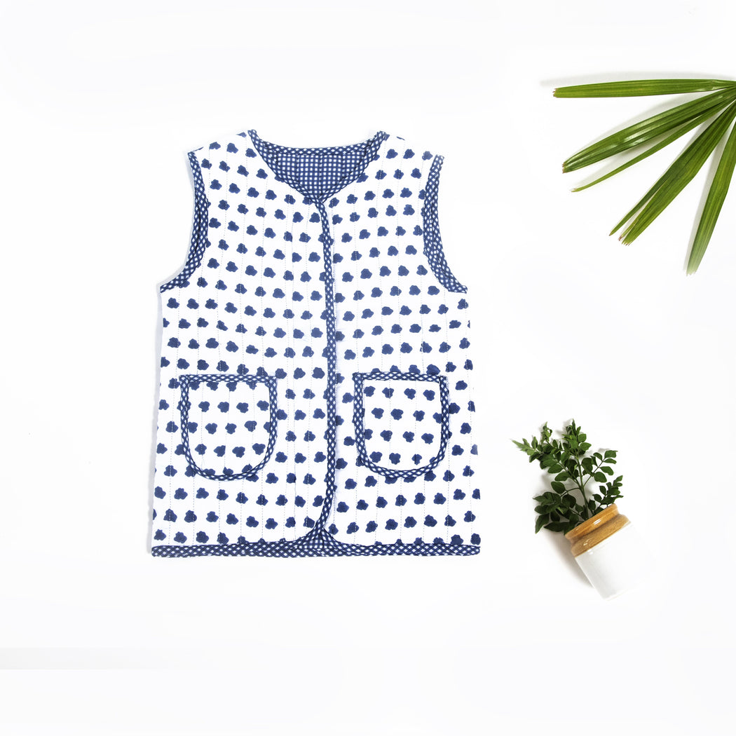 Clouds Sleeveless Jacket (Reversible)-KIDS (UNISEX) - Tokree Shop Jaipur