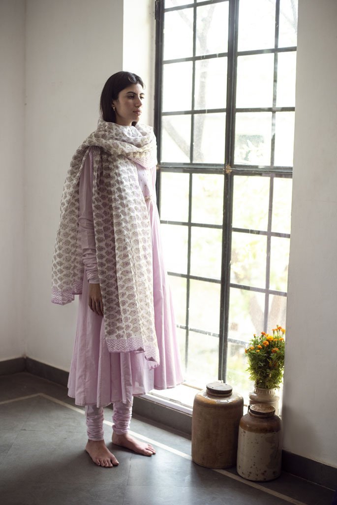 RENÉ (LAVENDER PRINTED DUPATTA) - Tokree Shop Jaipur